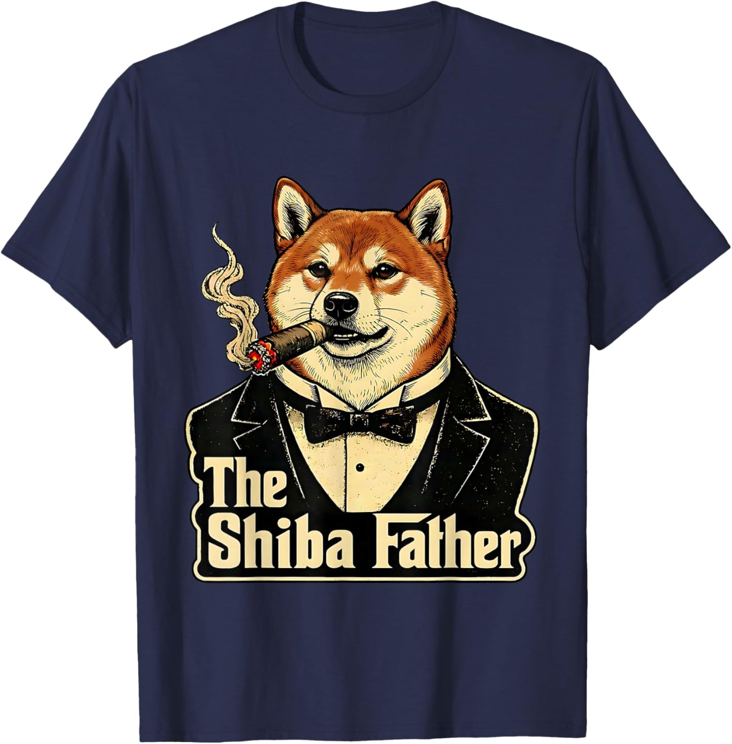 The Shiba Inu Father Funny Mafia Style Dog Dad Humor Lover T-Shirt - T-Shirt | Navy
