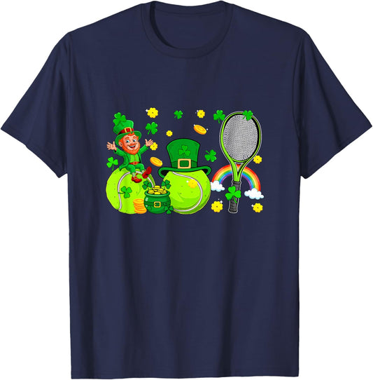 Tennis Equipment Player Team St. Patrick's Day Family Kids T-Shirt - T-Shirt | Navy
