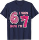 I was 6 Now Im 7 Years Old Birthday Leopard Coquette Bow 67 T-Shirt - T-Shirt | Navy