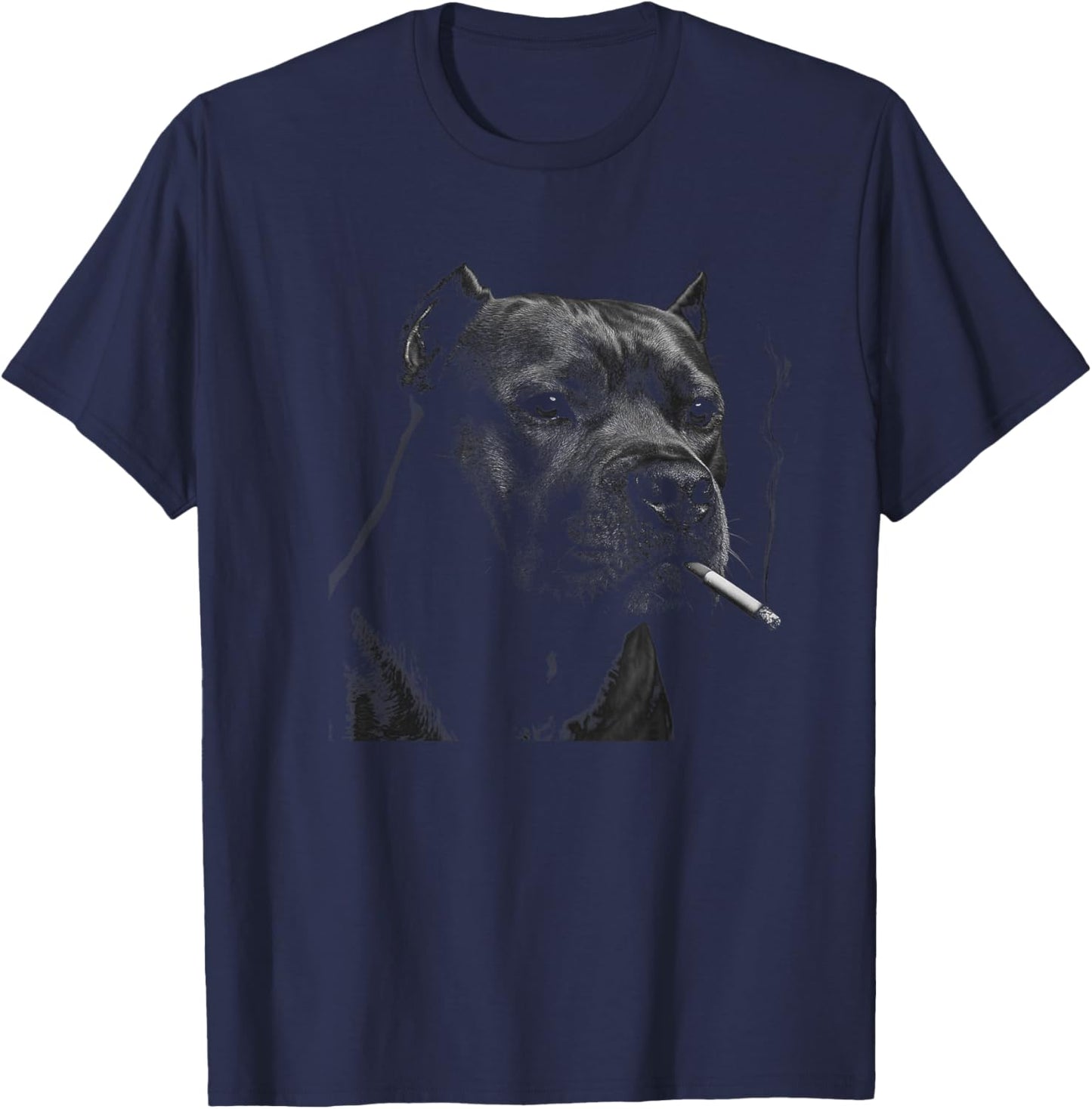Smoking Pitbull, Funny Cigarette Smoking Dog Meme T-Shirt - T-Shirt | Navy