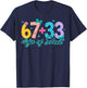 Blue Bow Hearts 67+33 100 Days of School Floral Women Girl T-Shirt - T-Shirt | Navy