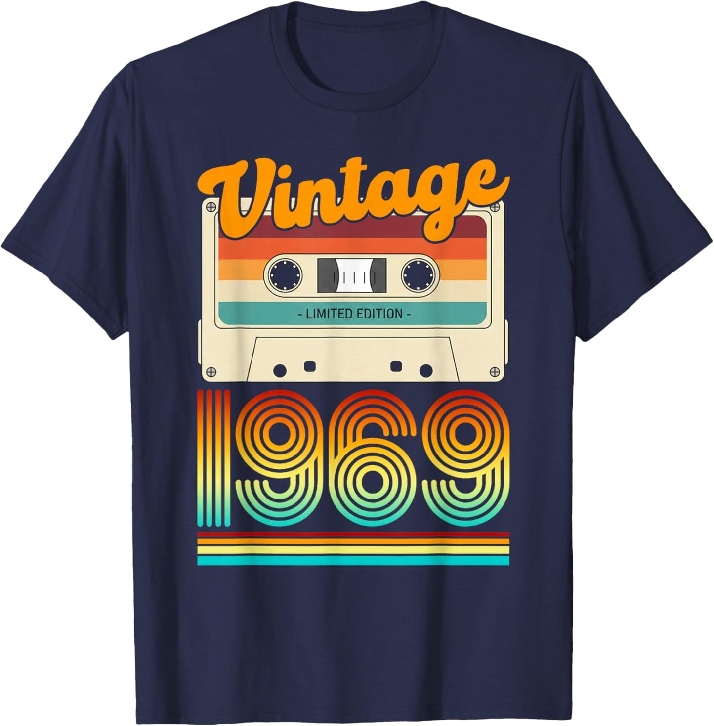 Vintage 1969 57th Birthday Cassette Tape 57-Year-Old Bday T-Shirt - T-Shirt | Navy