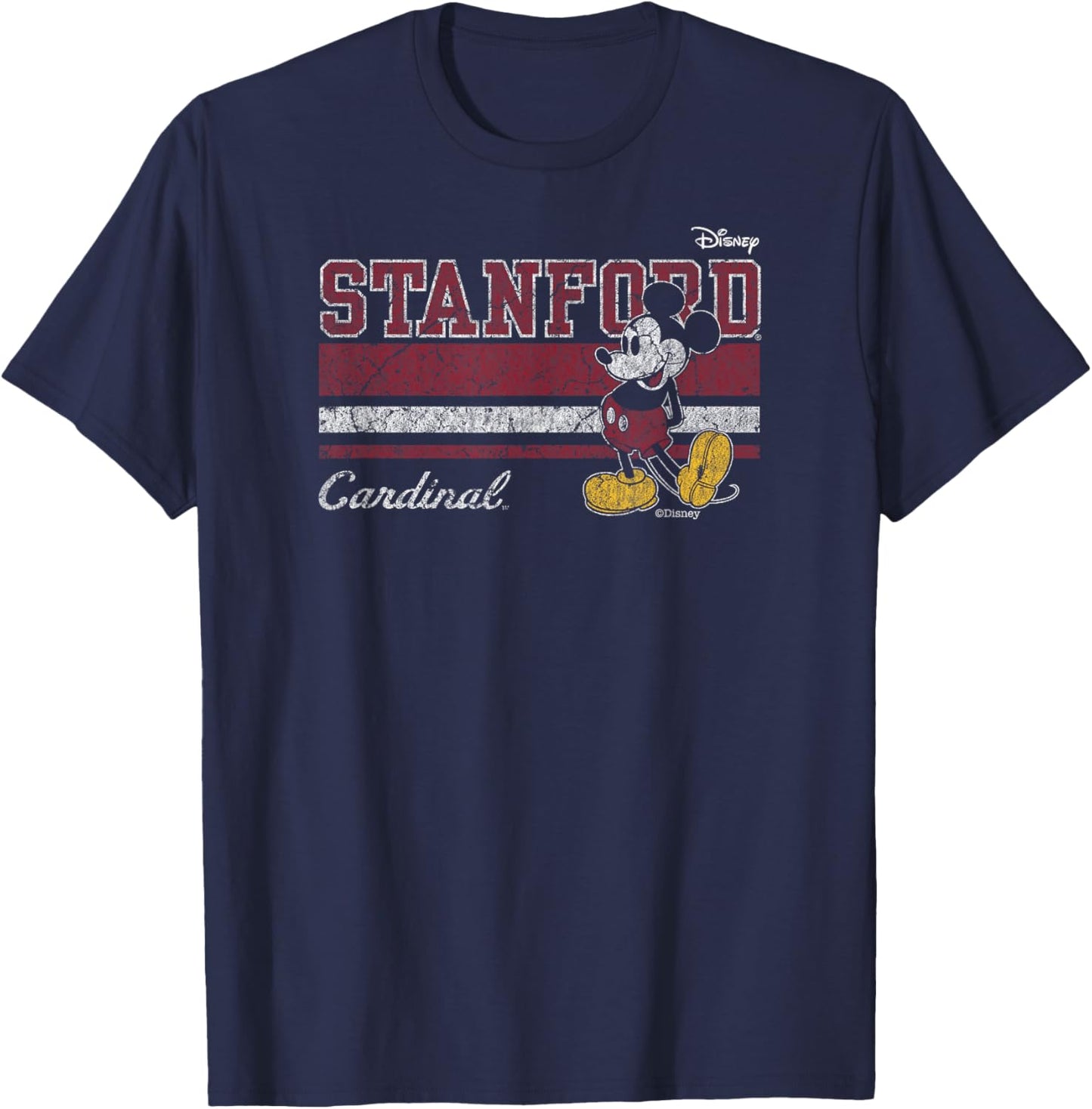Stanford Cardinal Mickey Mouse Vintage Black T-Shirt - T-Shirt | Navy