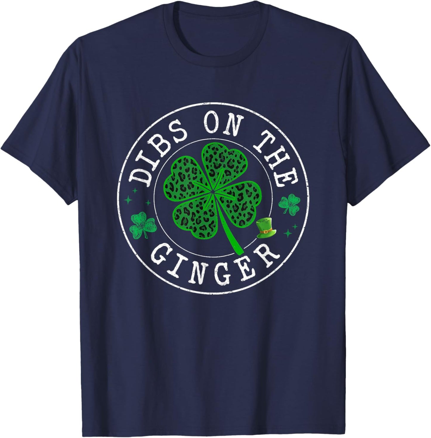 St Patrick Day Dibs On The Ginger Leopard Saint Pattys Girls T-Shirt - T-Shirt | Navy