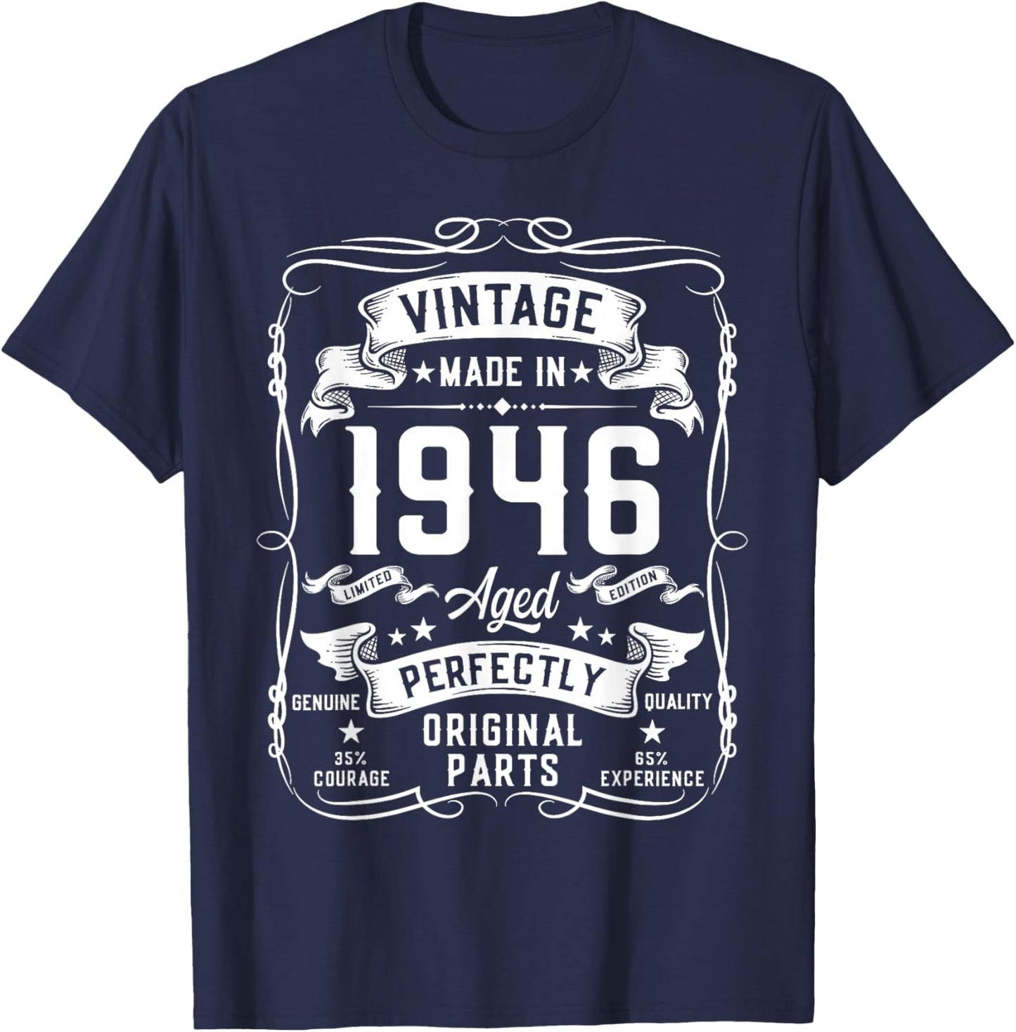 Vintage 1946 80yr 80th Birthday Gifts 80 Years Old T-Shirt - T-Shirt | Navy