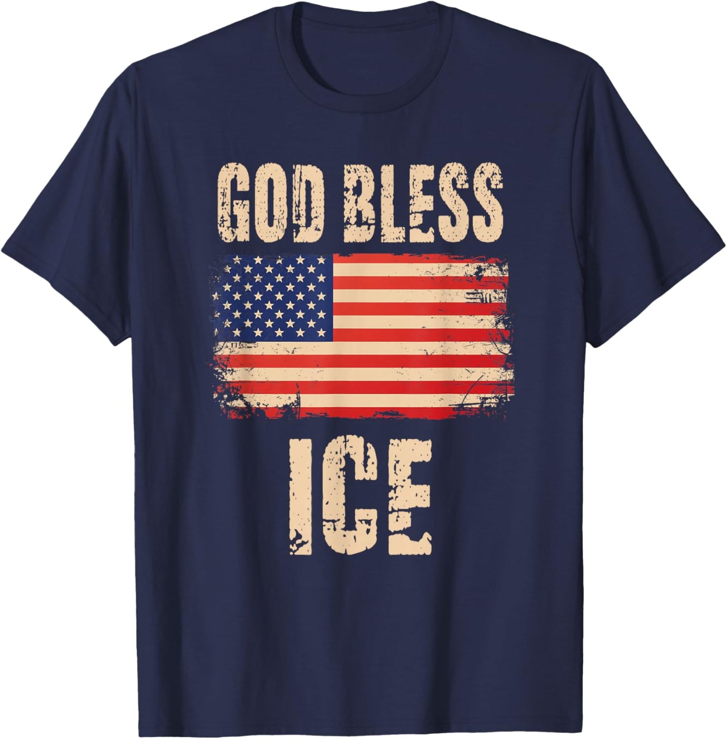 God Bless Ice USA Flag T-Shirt - T-Shirt | Navy