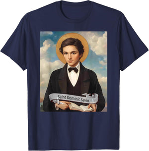 St Dominic Savio | Catholic Saints Design, Christian Gift T-Shirt - T-Shirt | Navy