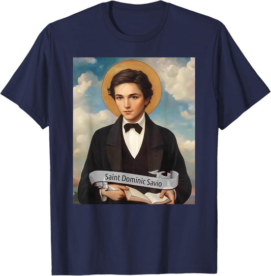 St Dominic Savio | Catholic Saints Design, Christian Gift T-Shirt - T-Shirt | Navy