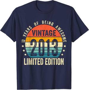 13 Year Old Gifts Vintage 2013 13th Birthday Boys Girls T-Shirt - T-Shirt | Navy