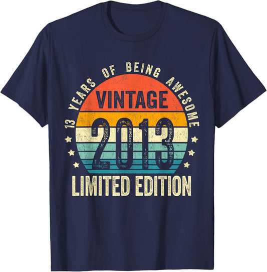 13 Year Old Gifts Vintage 2013 13th Birthday Boys Girls T-Shirt - T-Shirt | Navy