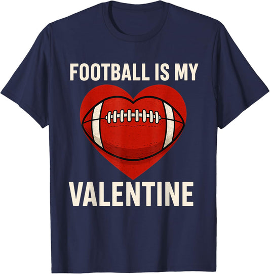 Boys Valentines Day Football Heart Peewee Player Gifts T-Shirt - T-Shirt | Navy