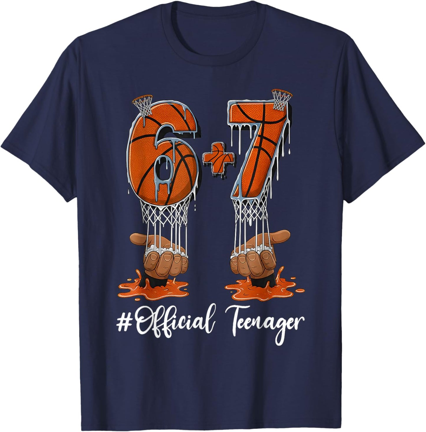 6+7 = 13 Year Old Boys Girls Teenager 13th Birthday Funny 67 T-Shirt - T-Shirt | Navy