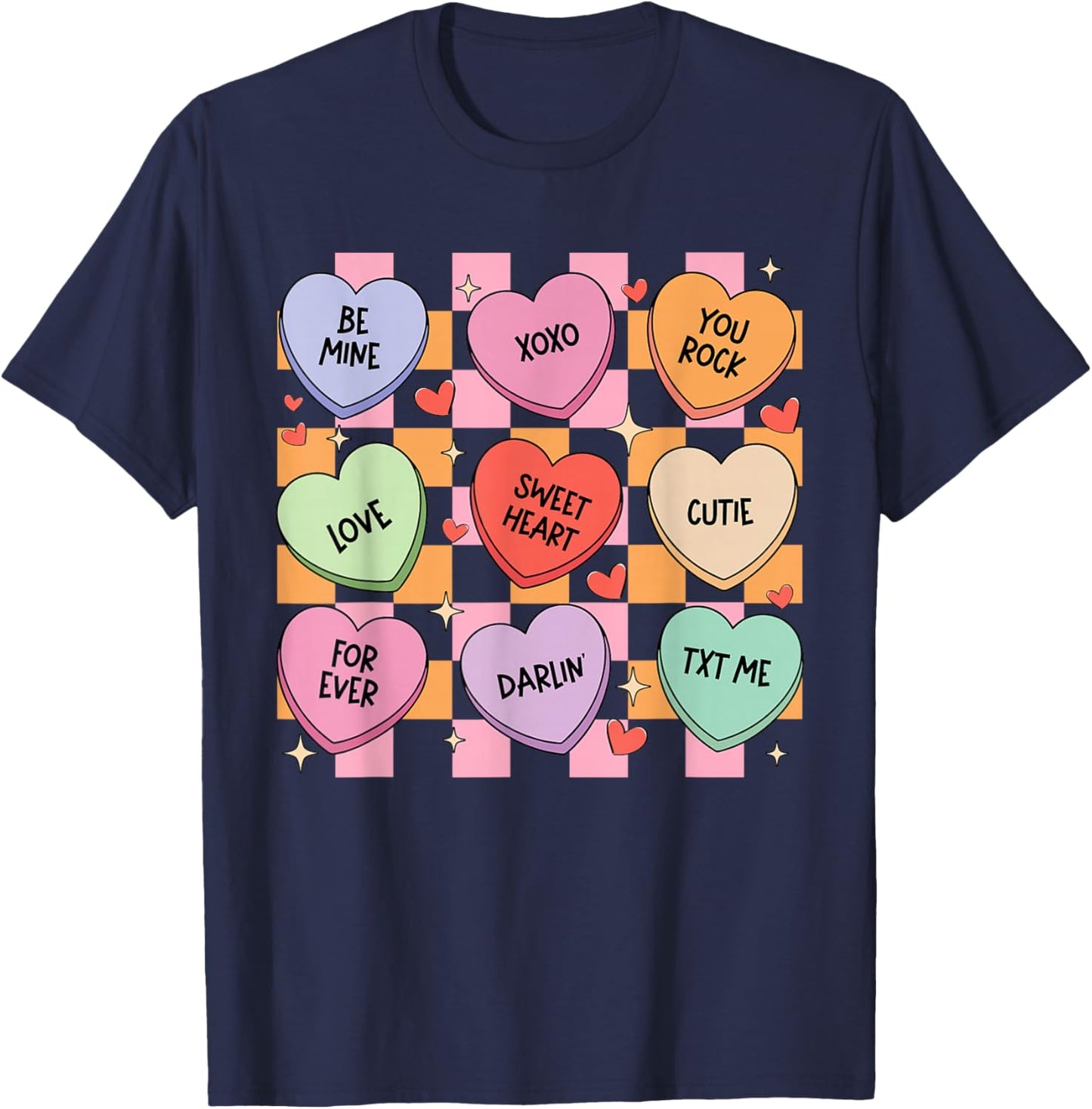 Valentines Hearts Candy Be Mine Valentine Men Women Kids T-Shirt - T-Shirt | Navy
