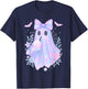 Kawaii Pastel Galaxy Ghost Bubble Tea Halloween Coquette Bow T-Shirt - T-Shirt | Navy
