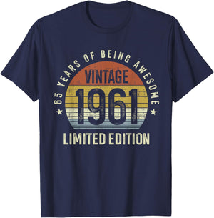 65th Birthday Vintage 1961 Limited Edition 65 Years Old T-Shirt - T-Shirt | Navy