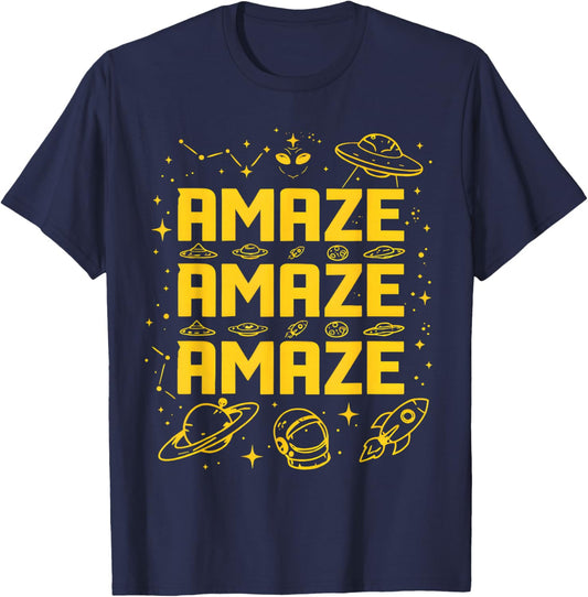 Amaze Amaze Amaze Space Science Fiction Book Lover T-Shirt - T-Shirt | Navy
