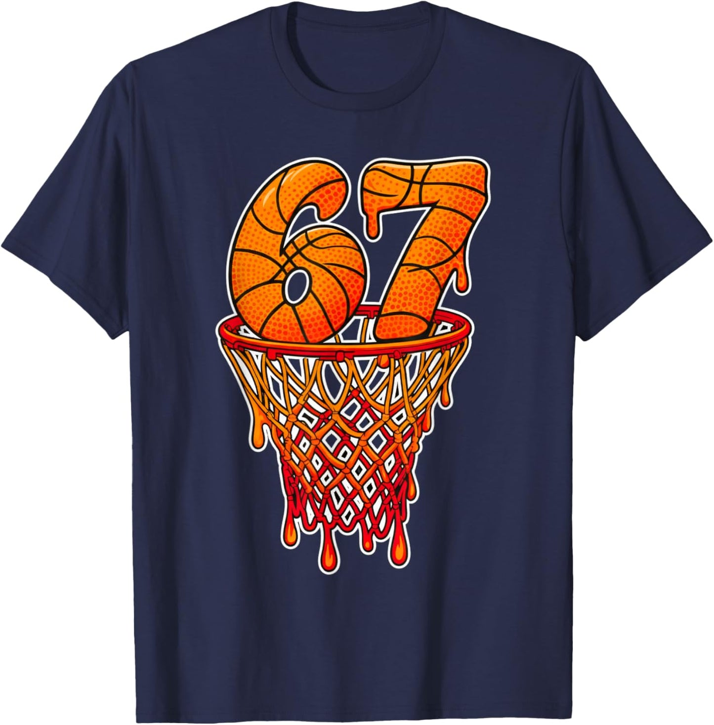 67 Basketball Ice Cream Drip Six Seven Bball T-Shirt - T-Shirt | Navy