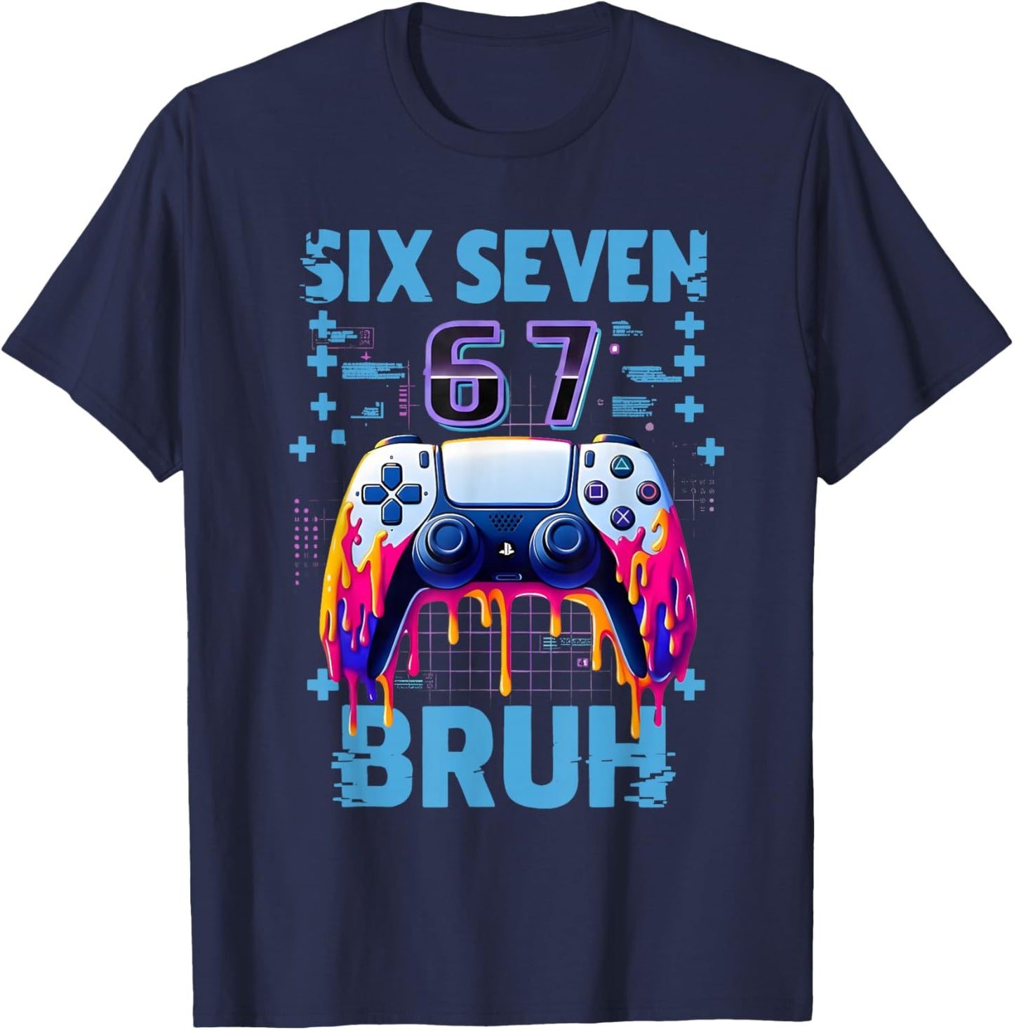 Funny Six Seven 67 Bruh Birthday Boy Gamer Gift Boys Kid T-Shirt - T-Shirt | Navy