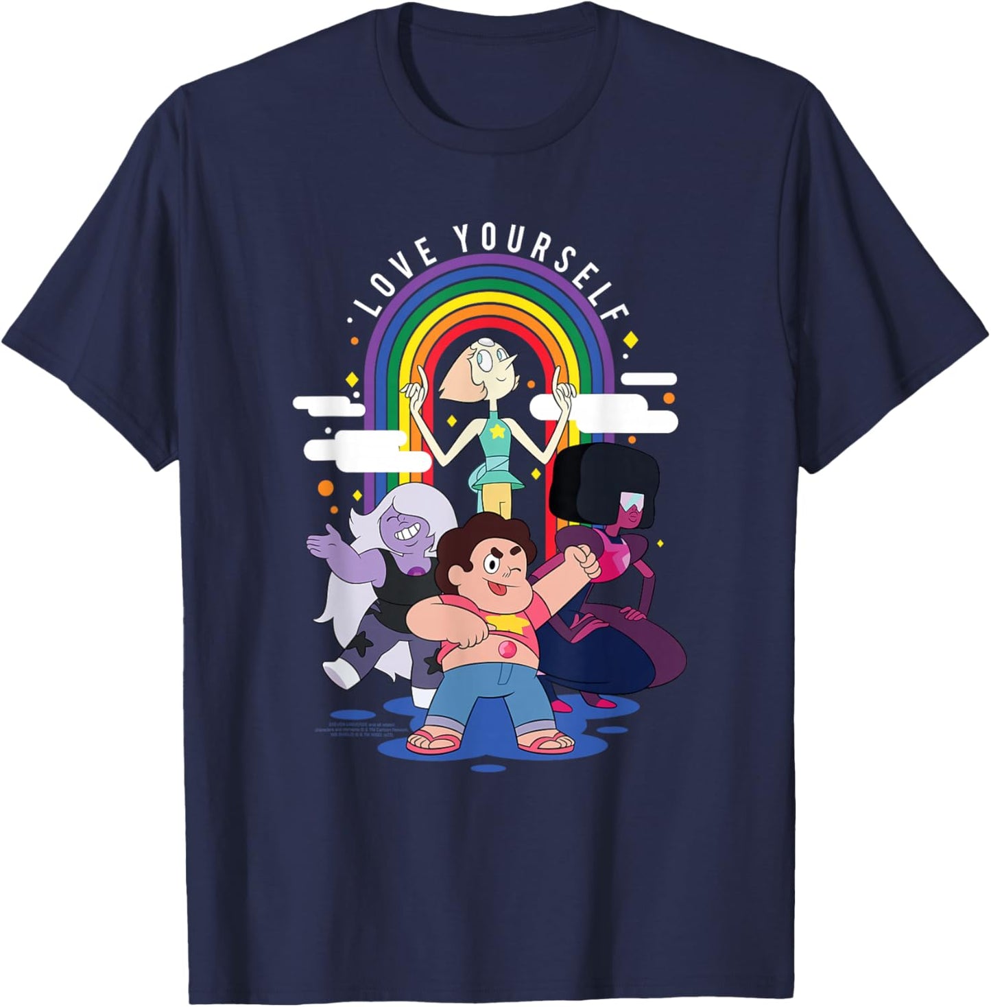 Steven Universe Love Yourself Pride Rainbow Cast Cartoon T-Shirt - T-Shirt | Navy