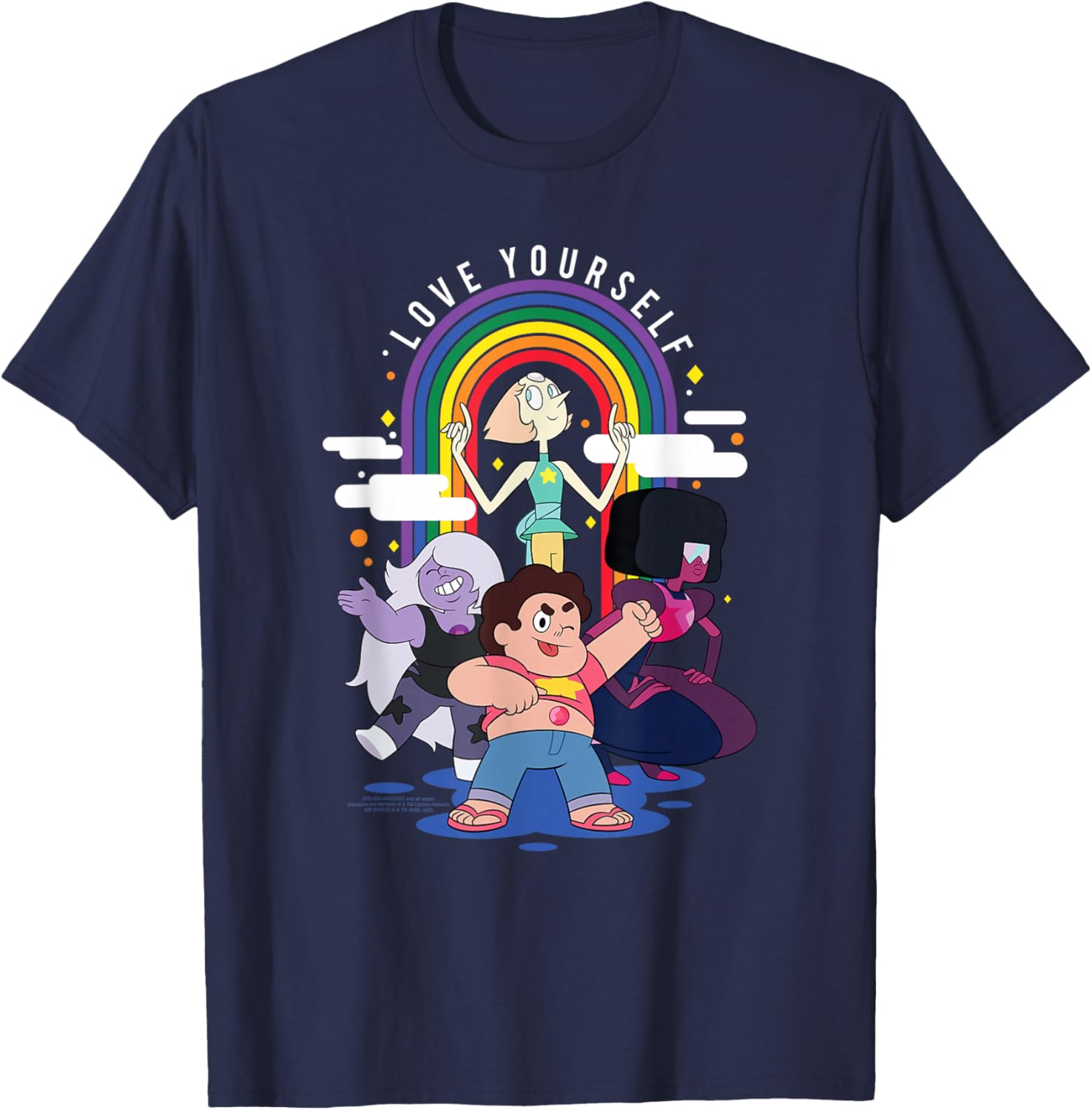 Steven Universe Love Yourself Pride Rainbow Cast Cartoon T-Shirt - T-Shirt | Navy