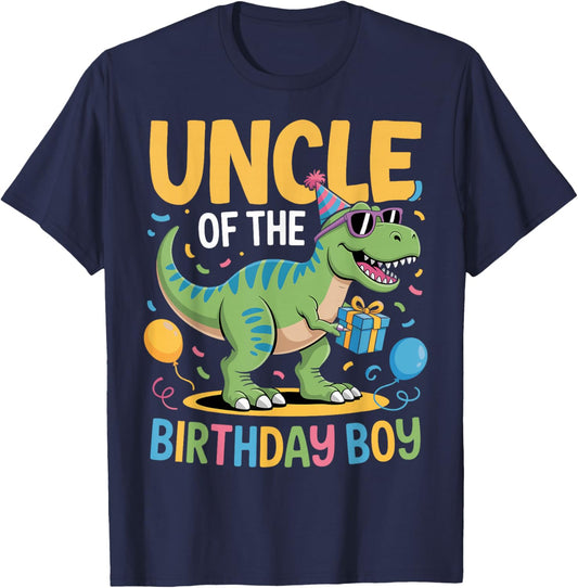 Uncle of The Birthday Party Outfit Dinosaur Squad Uncle T-Shirt - T-Shirt | Navy
