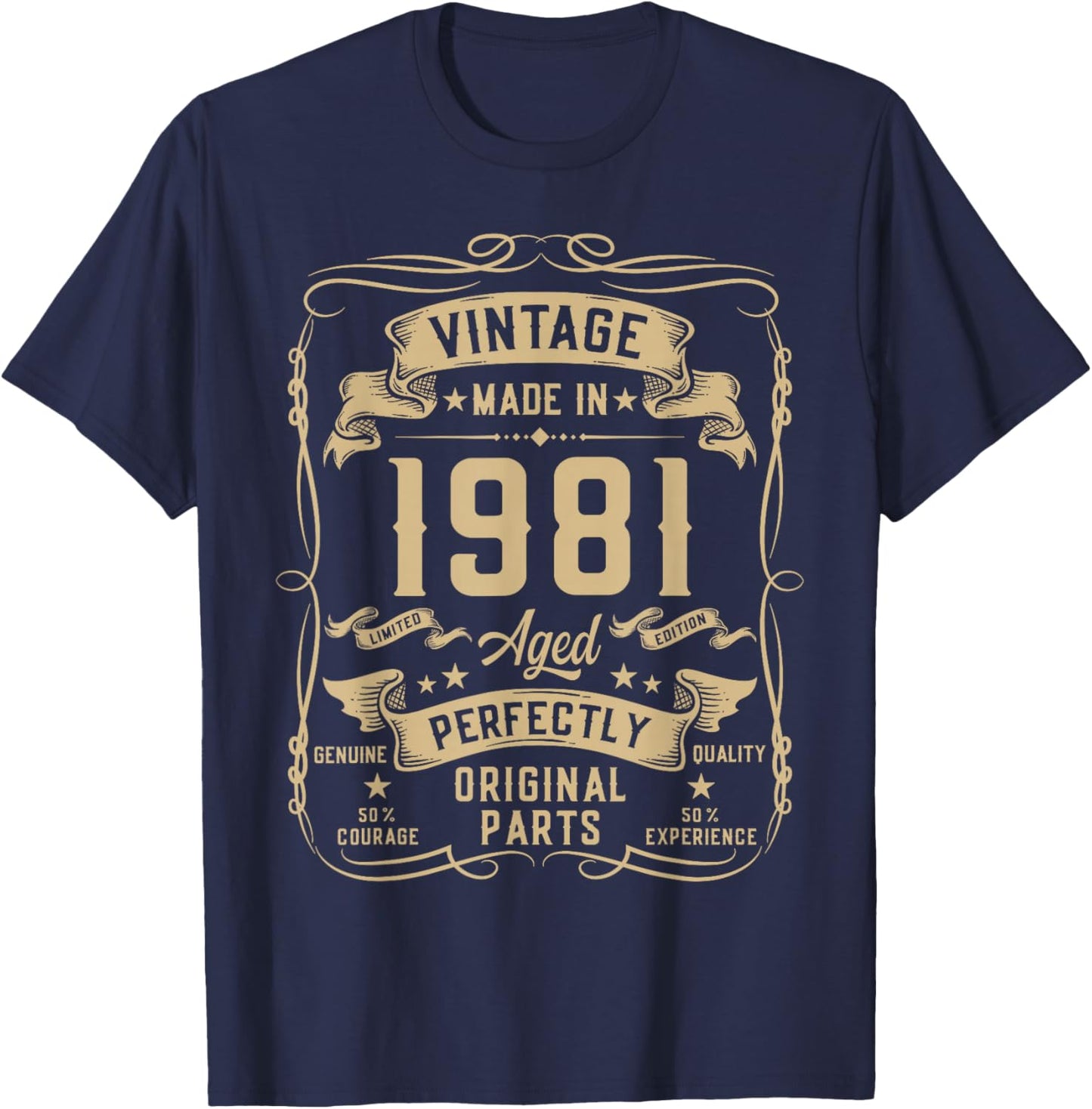 Vintage 1981 45yr 45th Birthday Gifts 45 Years Old T-Shirt - T-Shirt | Navy