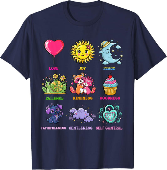 Fruits of The Spirit Love Joy Peace Kindness Faith T-Shirt - T-Shirt | Navy