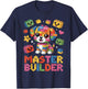 Master Builder Dog Lover Building Bricks Blocks Kids Girls T-Shirt - T-Shirt | Navy