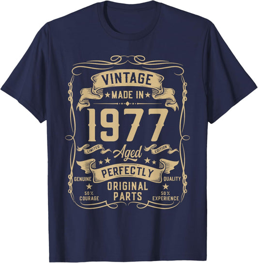 Vintage 1977 49yr 49th Birthday Gifts 49 Years Old T-Shirt - T-Shirt | Navy