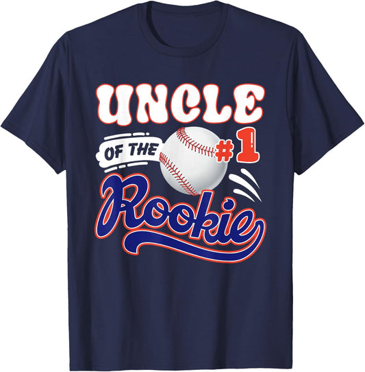 Uncle Rookie of Year 1st Birthday Baseball Theme Matching T-Shirt - T-Shirt | Navy