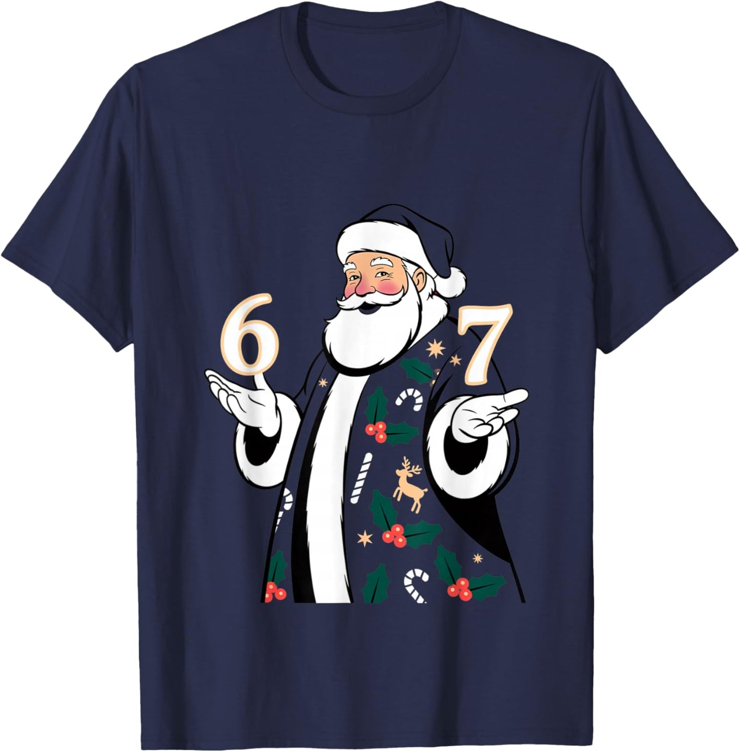 Christmas 67 Funny Xmas Six Seven Ugly Sweater 6-7 T-Shirt - T-Shirt | Navy