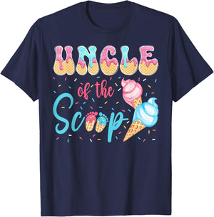 Uncle of The Scoop Ice Cream Gender Reveal Baby Shower T-Shirt - T-Shirt | Navy