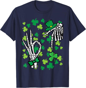 St Patricks Day 6 7 Skeleton Six Seven Meme Kids Boys Youth T-Shirt - T-Shirt | Navy