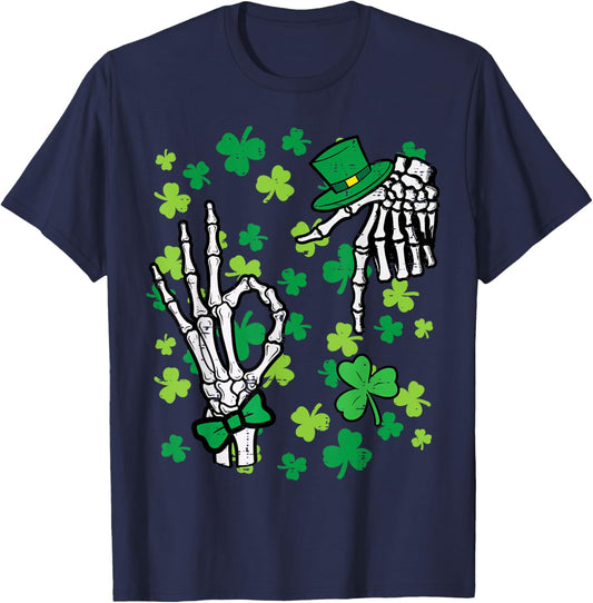 St Patricks Day 6 7 Skeleton Six Seven Meme Kids Boys Youth T-Shirt - T-Shirt | Navy
