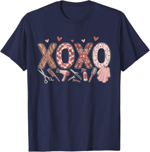 XOXO Hairstylist Valentines Hairdresser Cosmetologist Spa T-Shirt - T-Shirt | Navy