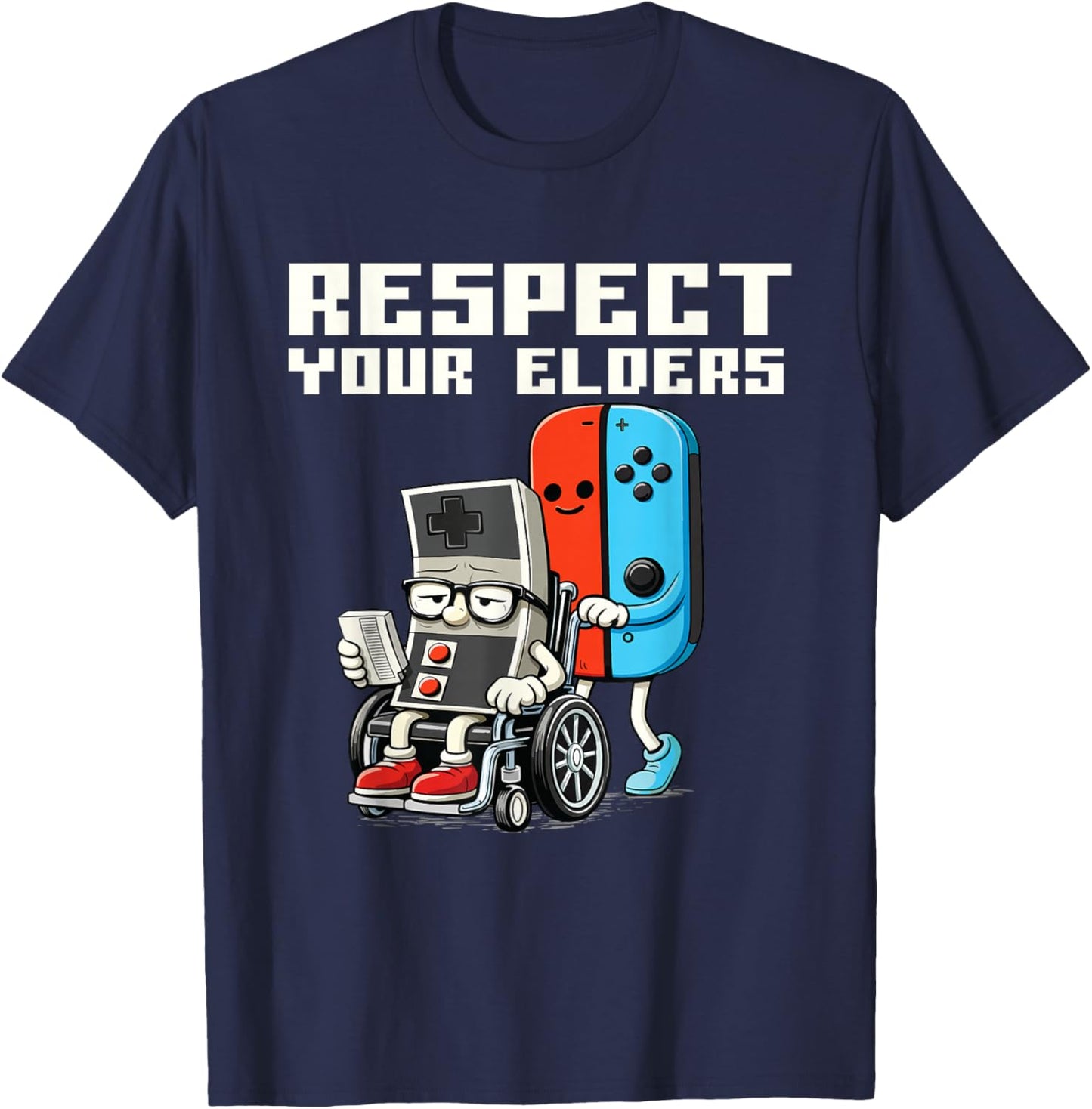 Respect Your Elders - Gaming Lover Gamer Video Games T-Shirt - T-Shirt | Navy