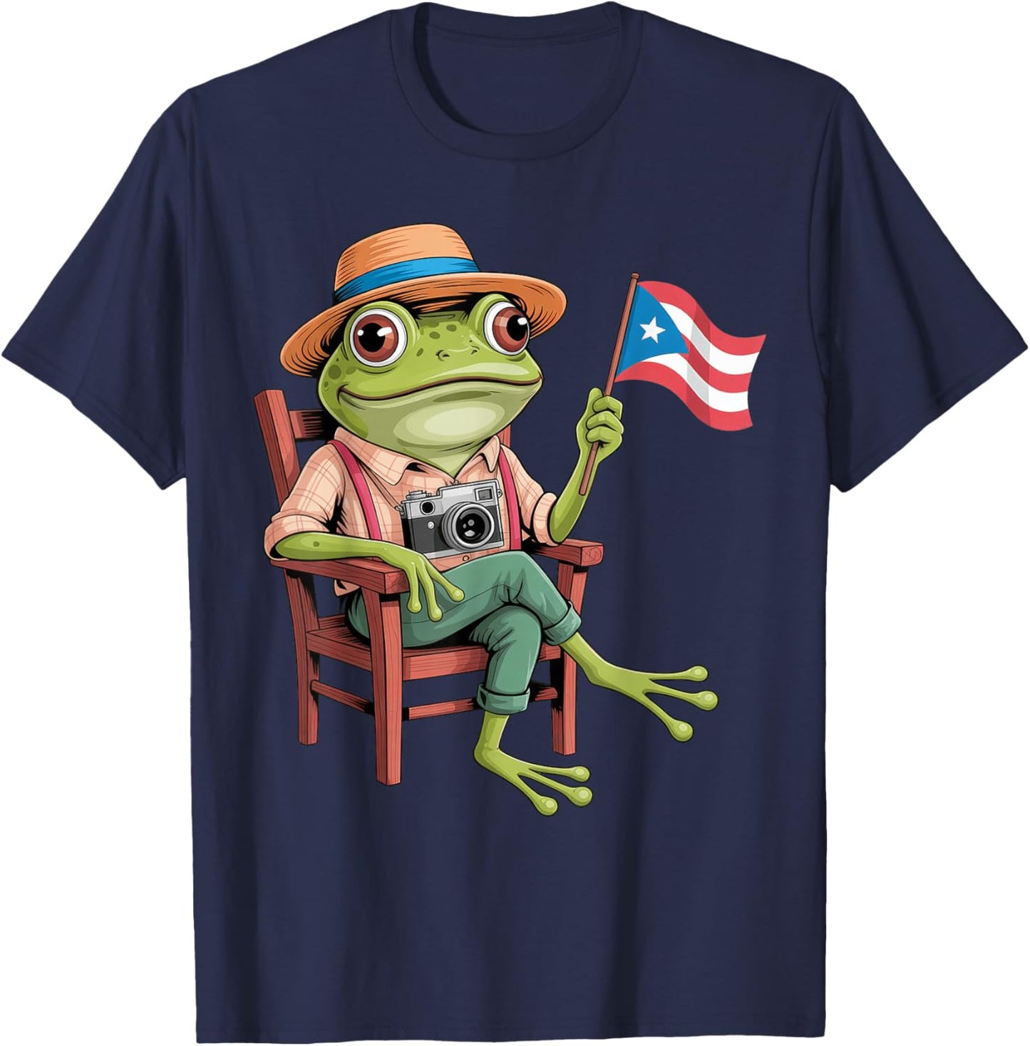 Coqui Frog Puerto Rico Flag Taino Boricua Hispanic T-Shirt - T-Shirt | Navy