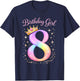 8th Birthday for Girls Eight 8 Year Old T-Shirt - T-Shirt | Navy