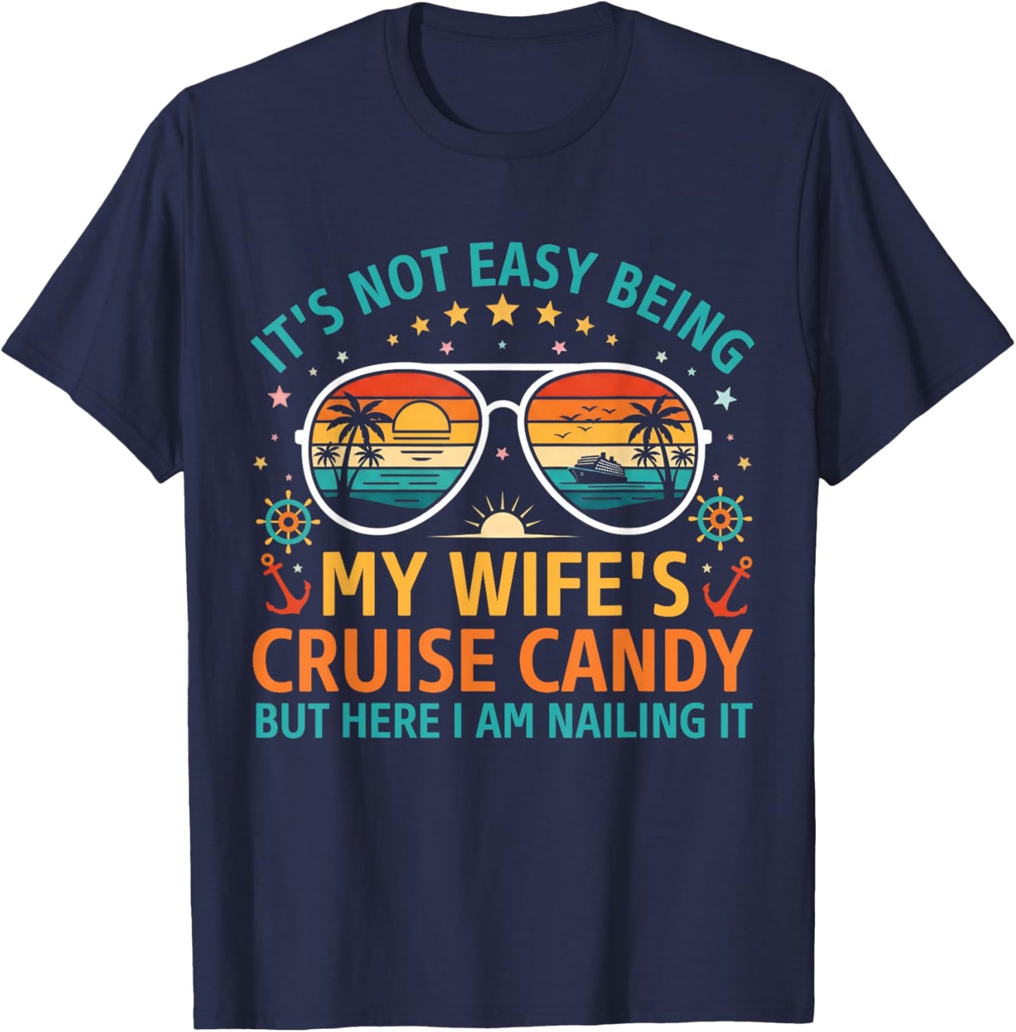 Matching Couples Cruise Men Candy Husband and Wife Cruise T-Shirt - T-Shirt | Navy