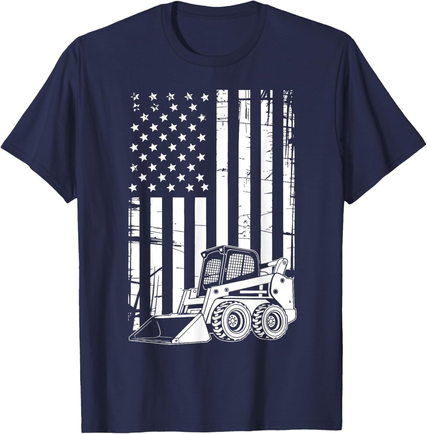 American Skid Steer Operator USA Construction Crew T-Shirt - T-Shirt | Navy