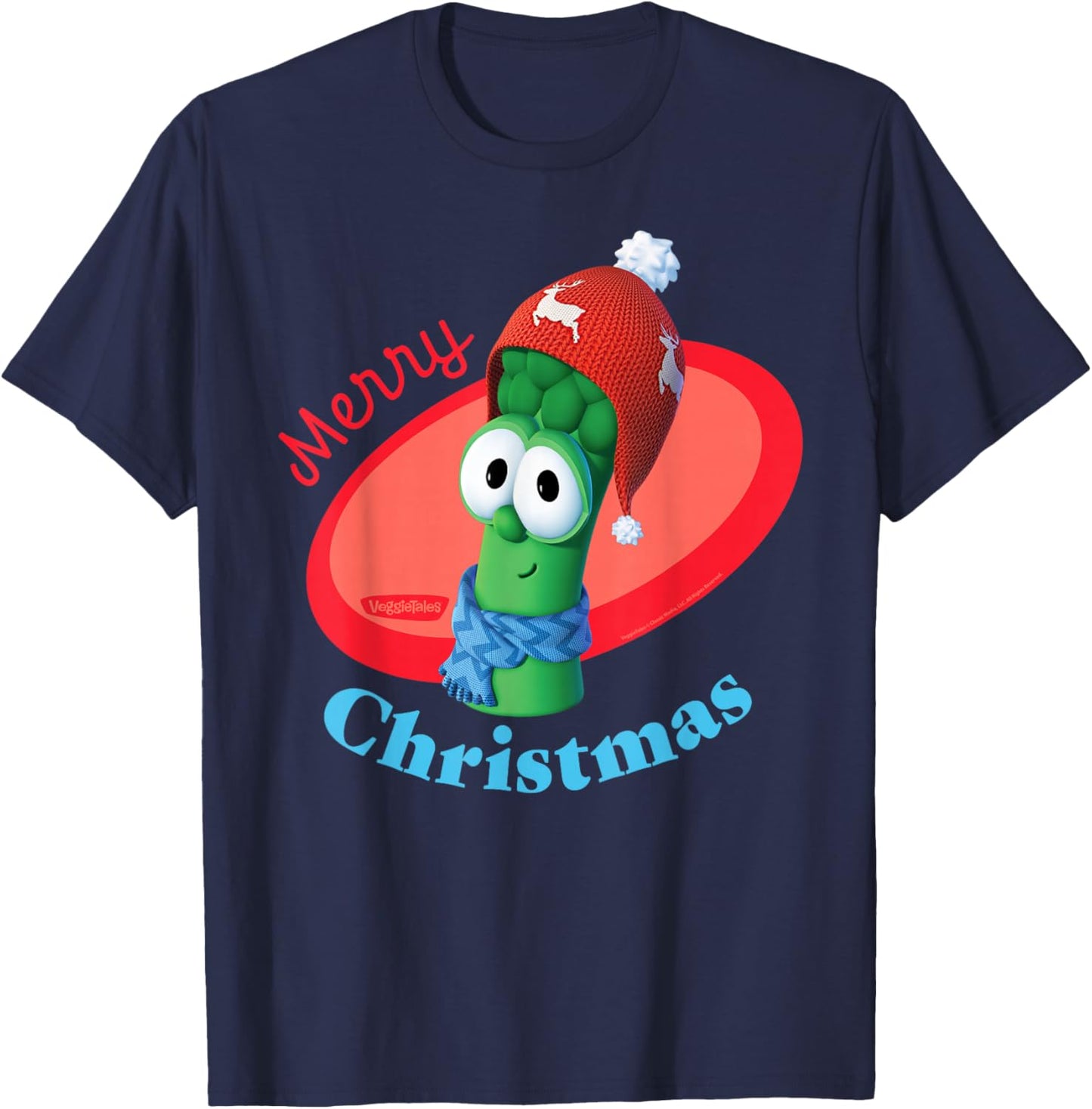 VeggieTales Merry Christmas Junior Asparagus T-Shirt - T-Shirt | Navy