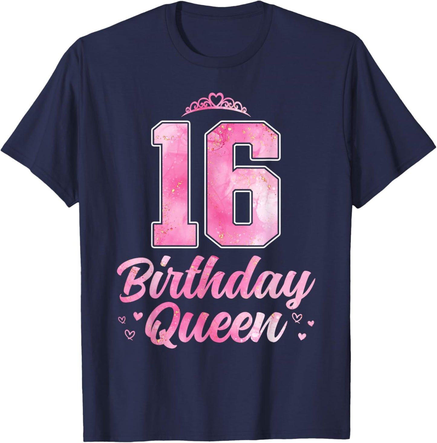 16th Birthday Queen Cute 16 Years Old Girls T-Shirt - T-Shirt | Navy