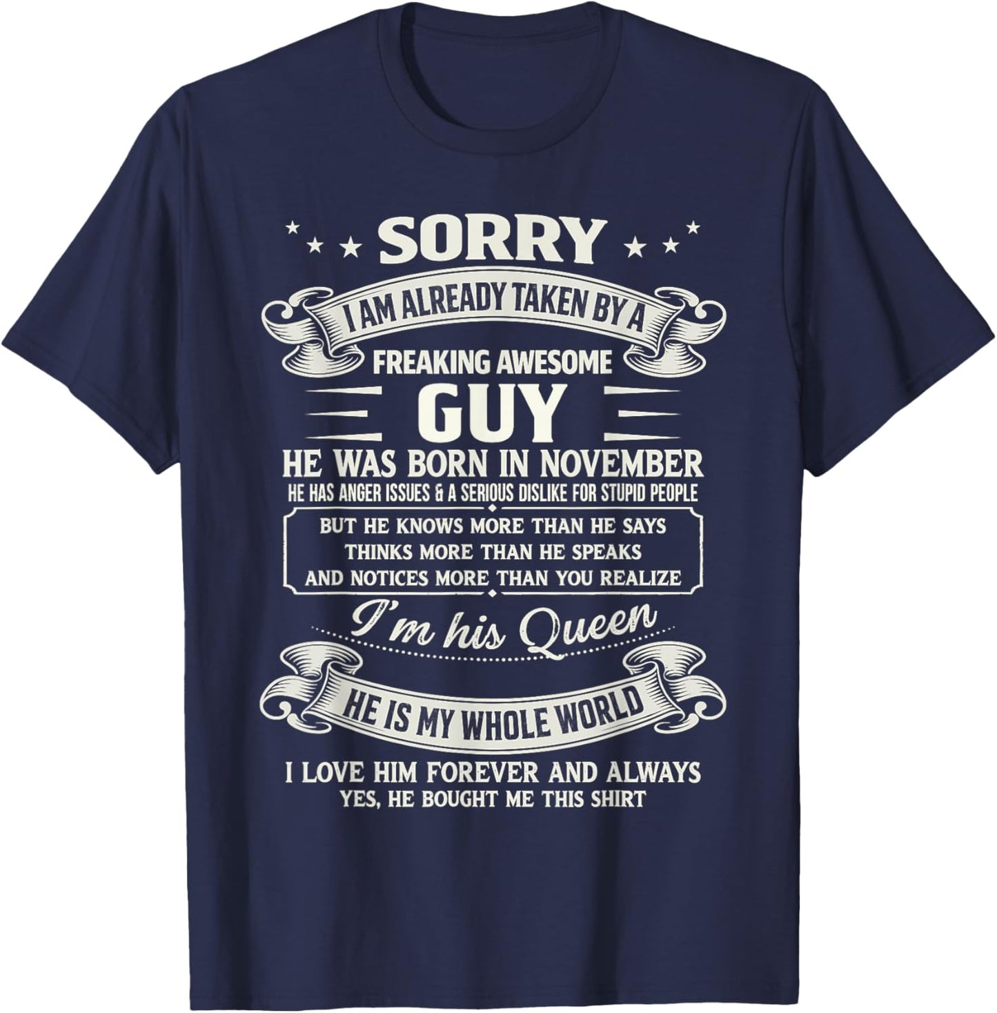 I Am Already Taken by Freaking Awesome Guy Born in November T-Shirt - T-Shirt | Navy