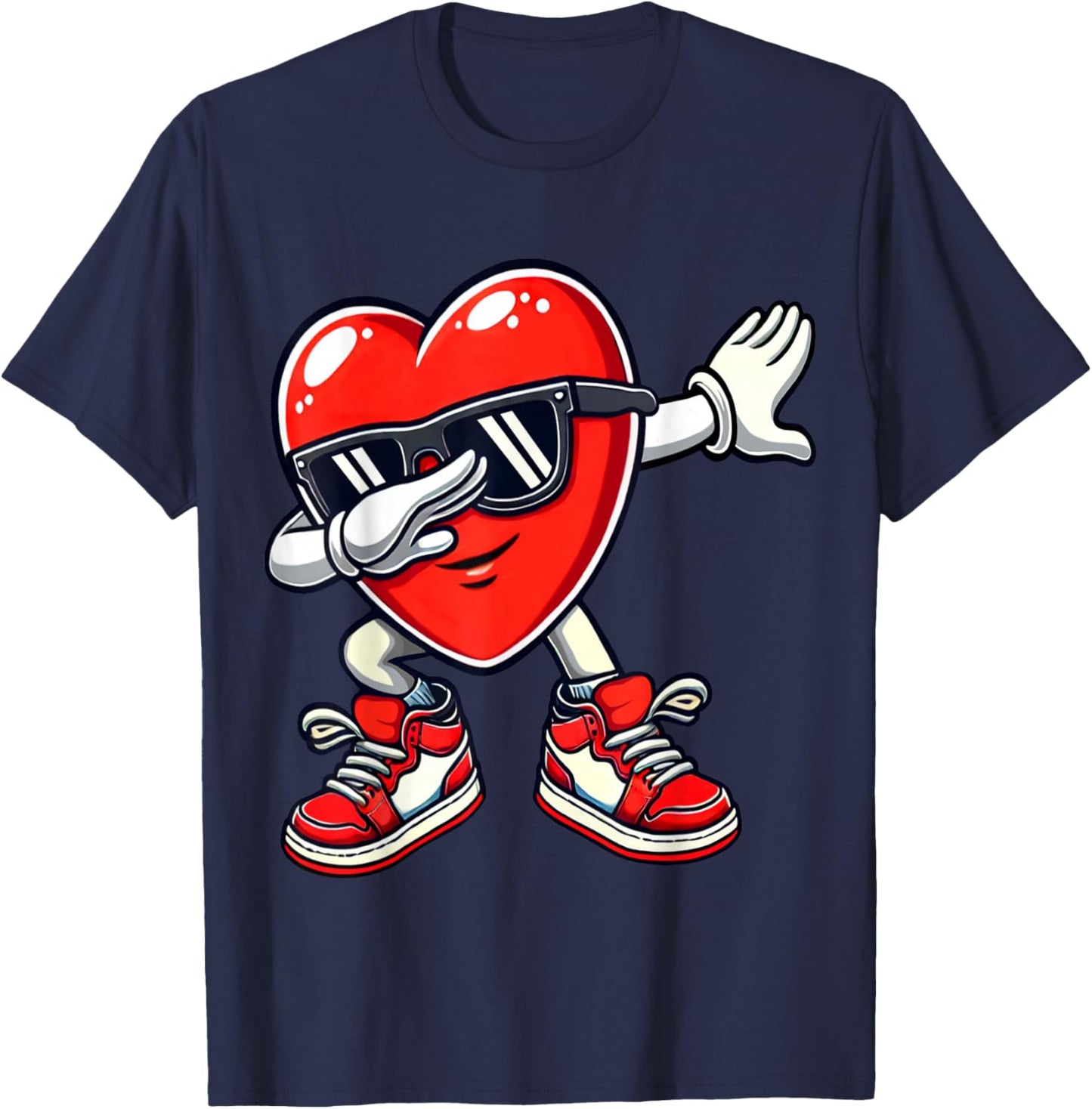 Valentine's Dabbing Heart Funny Gifts Kids Boys Girls T-Shirt - T-Shirt | Navy