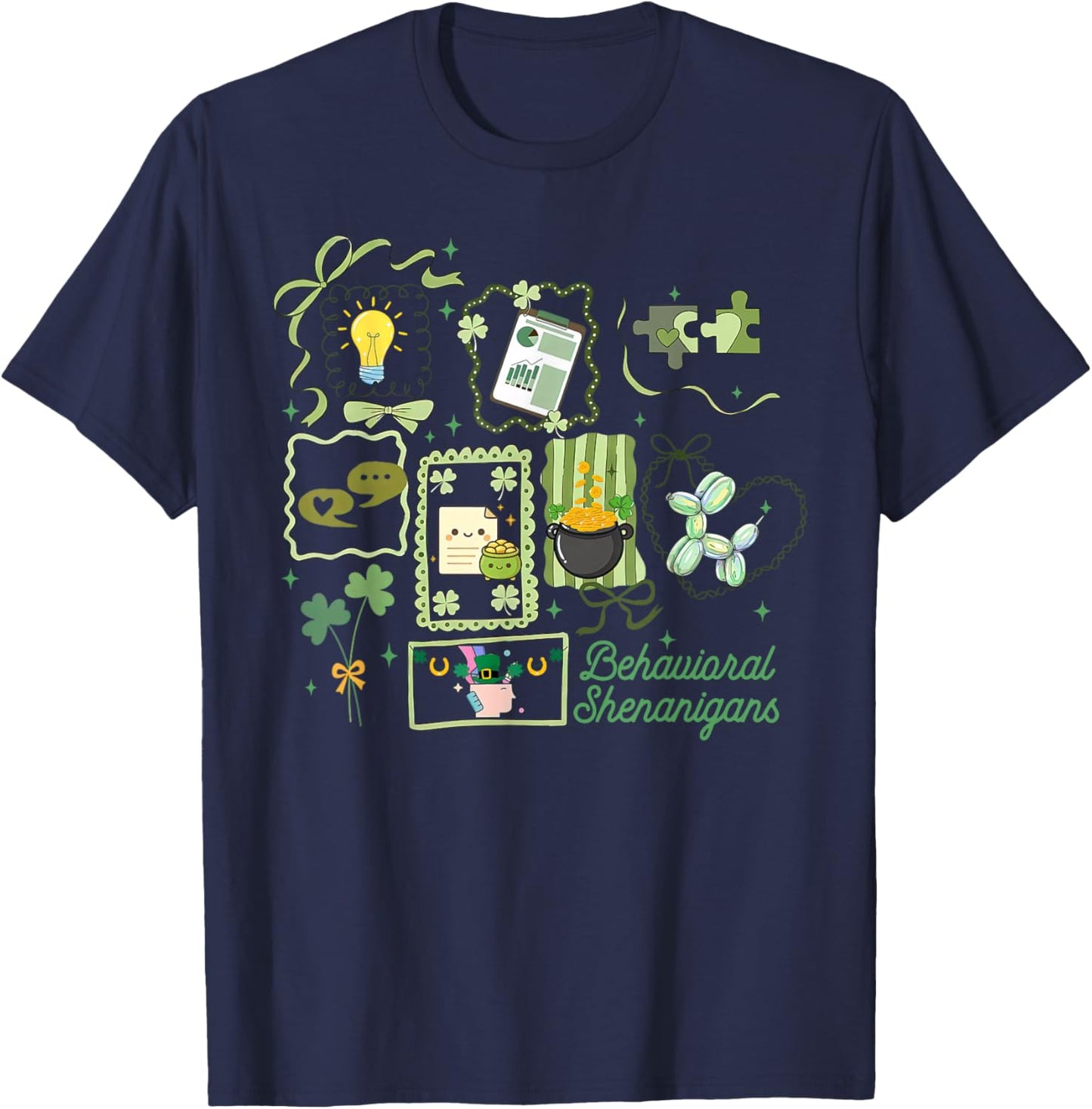 Stamp Behavior Therapy RBT ABA Therapist St Patrick's Day T-Shirt - T-Shirt | Navy
