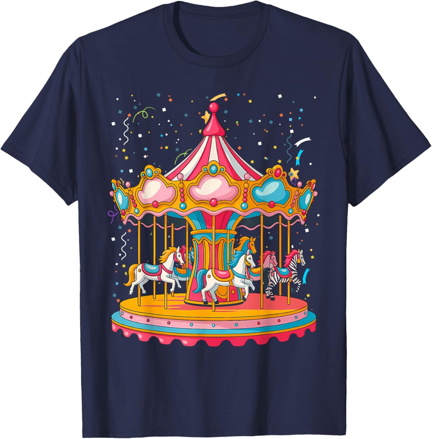 Horse Riding Carousel Rider Country Fair Carnival T-Shirt - T-Shirt | Navy
