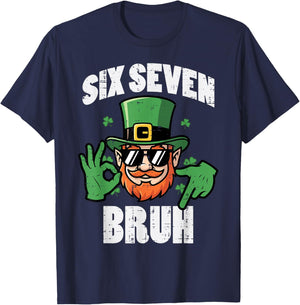 Six Seven Bruh 6 7 St Patricks Day 67 Paddys Kids Boys Youth T-Shirt - T-Shirt | Navy