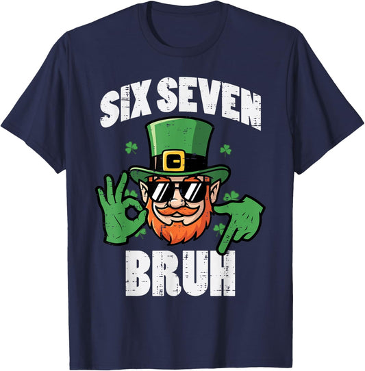 Six Seven Bruh 6 7 St Patricks Day 67 Paddys Kids Boys Youth T-Shirt - T-Shirt | Navy