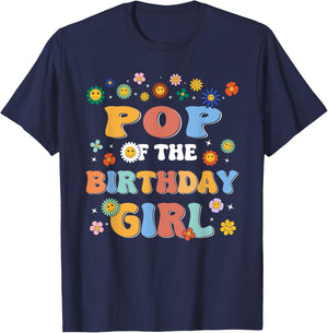 Pop of The Birthday Girl Family Groovy Birthday Party T-Shirt - T-Shirt | Navy