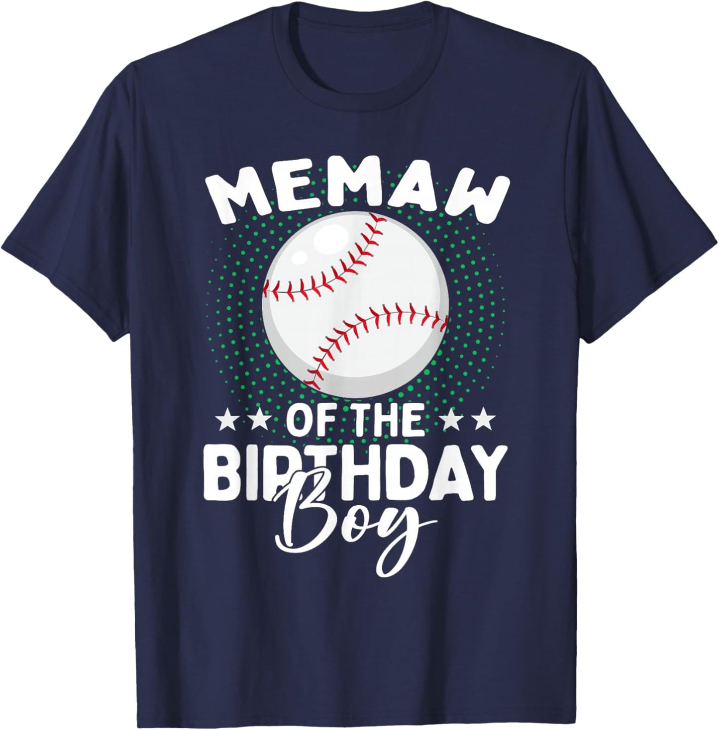 Memaw of The Birthday Boy Baseball Player Birthday T-Shirt - T-Shirt | Navy